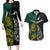 South Africa and New Zealand Couples Matching Long Sleeve Bodycon Dress and Hawaiian Shirt King Protea and Silver Fern Mix Culture Pattern LT03 Black - Polynesian Pride