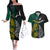 South Africa and New Zealand Couples Matching Off The Shoulder Long Sleeve Dress and Hawaiian Shirt King Protea and Silver Fern Mix Culture Pattern LT03 Black - Polynesian Pride