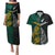 South Africa and New Zealand Couples Matching Puletasi Dress and Hawaiian Shirt King Protea and Silver Fern Mix Culture Pattern LT03 Black - Polynesian Pride