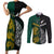 South Africa and New Zealand Couples Matching Short Sleeve Bodycon Dress and Long Sleeve Button Shirt King Protea and Silver Fern Mix Culture Pattern LT03 Black - Polynesian Pride