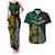 South Africa and New Zealand Couples Matching Tank Maxi Dress and Hawaiian Shirt King Protea and Silver Fern Mix Culture Pattern LT03 Black - Polynesian Pride