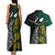 South Africa and New Zealand Couples Matching Tank Maxi Dress and Hawaiian Shirt King Protea and Silver Fern Mix Culture Pattern LT03 - Polynesian Pride