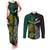 South Africa and New Zealand Couples Matching Tank Maxi Dress and Long Sleeve Button Shirt King Protea and Silver Fern Mix Culture Pattern LT03 Black - Polynesian Pride