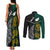 South Africa and New Zealand Couples Matching Tank Maxi Dress and Long Sleeve Button Shirt King Protea and Silver Fern Mix Culture Pattern LT03 - Polynesian Pride