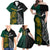 South Africa and New Zealand Family Matching Off Shoulder Maxi Dress and Hawaiian Shirt King Protea and Silver Fern Mix Culture Pattern LT03 - Polynesian Pride