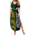 South Africa and New Zealand Family Matching Summer Maxi Dress and Hawaiian Shirt King Protea and Silver Fern Mix Culture Pattern LT03 Mom's Dress Black - Polynesian Pride