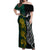 South Africa and New Zealand Off Shoulder Maxi Dress King Protea and Silver Fern Mix Culture Pattern LT03 Women Black - Polynesian Pride