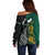 South Africa and New Zealand Off Shoulder Sweater King Protea and Silver Fern Mix Culture Pattern LT03 - Polynesian Pride