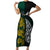 South Africa and New Zealand Short Sleeve Bodycon Dress King Protea and Silver Fern Mix Culture Pattern LT03 Long Dress Black - Polynesian Pride