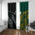 South Africa and New Zealand Window Curtain King Protea and Silver Fern Mix Culture Pattern LT03 With Grommets Black - Polynesian Pride