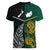 South Africa and New Zealand Women V Neck T Shirt King Protea and Silver Fern Mix Culture Pattern LT03 - Polynesian Pride