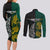 Personalised South Africa and New Zealand Couples Matching Long Sleeve Bodycon Dress and Long Sleeve Button Shirt King Protea and Silver Fern Mix Culture Pattern LT03 - Polynesian Pride