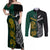 Personalised South Africa and New Zealand Couples Matching Off Shoulder Maxi Dress and Long Sleeve Button Shirt King Protea and Silver Fern Mix Culture Pattern LT03 Black - Polynesian Pride