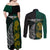 Personalised South Africa and New Zealand Couples Matching Off Shoulder Maxi Dress and Long Sleeve Button Shirt King Protea and Silver Fern Mix Culture Pattern LT03 - Polynesian Pride