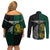 Personalised South Africa and New Zealand Couples Matching Off Shoulder Short Dress and Long Sleeve Button Shirt King Protea and Silver Fern Mix Culture Pattern LT03 - Polynesian Pride