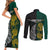 Personalised South Africa and New Zealand Couples Matching Short Sleeve Bodycon Dress and Long Sleeve Button Shirt King Protea and Silver Fern Mix Culture Pattern LT03 - Polynesian Pride