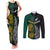 Personalised South Africa and New Zealand Couples Matching Tank Maxi Dress and Long Sleeve Button Shirt King Protea and Silver Fern Mix Culture Pattern LT03 Black - Polynesian Pride