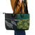 Personalised South Africa and New Zealand Leather Tote Bag King Protea and Silver Fern Mix Culture Pattern LT03 - Polynesian Pride