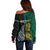 Personalised South Africa and New Zealand Off Shoulder Sweater King Protea and Silver Fern Mix Culture Pattern LT03 - Polynesian Pride