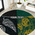 Personalised South Africa and New Zealand Round Carpet King Protea and Silver Fern Mix Culture Pattern LT03 Black - Polynesian Pride