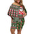 Hawaii Mele Kalikimaka Off Shoulder Short Dress Aloha and Christmas Elements Patchwork Green Style LT03 Women Green - Polynesian Pride