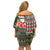 Hawaii Mele Kalikimaka Off Shoulder Short Dress Aloha and Christmas Elements Patchwork Green Style LT03 - Polynesian Pride