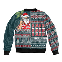 Hawaii Mele Kalikimaka Bomber Jacket Aloha and Christmas Elements Patchwork Turquoise Style LT03 - Polynesian Pride