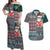 Hawaii Mele Kalikimaka Couples Matching Off Shoulder Maxi Dress and Hawaiian Shirt Aloha and Christmas Elements Patchwork Turquoise Style LT03 Turquoise - Polynesian Pride