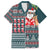 Hawaii Mele Kalikimaka Family Matching Off Shoulder Long Sleeve Dress and Hawaiian Shirt Aloha and Christmas Elements Patchwork Turquoise Style LT03 Dad's Shirt - Short Sleeve Turquoise - Polynesian Pride