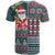 Hawaii Mele Kalikimaka T Shirt Aloha and Christmas Elements Patchwork Turquoise Style LT03 - Polynesian Pride