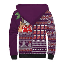 Hawaii Mele Kalikimaka Sherpa Hoodie Aloha and Christmas Elements Patchwork Pink Style LT03 - Polynesian Pride