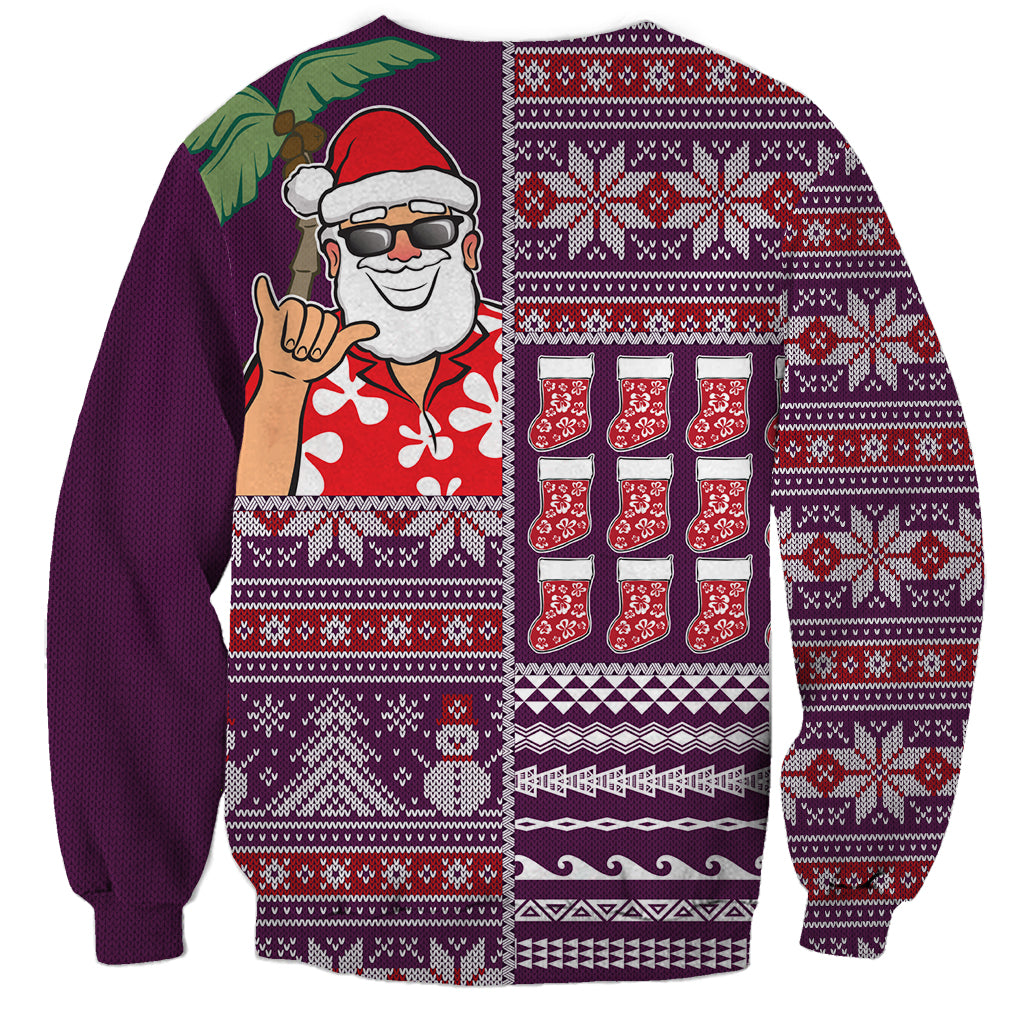 Hawaii Mele Kalikimaka Sweatshirt Aloha and Christmas Elements Patchwork Pink Style LT03 - Polynesian Pride