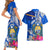 Personalised Nauru Coat of Arms Couples Matching Short Sleeve Bodycon Dress and Hawaiian Shirt Tropical Flower Polynesian Pattern LT03 - Polynesian Pride