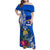 Personalised Nauru Coat of Arms Family Matching Off Shoulder Maxi Dress and Hawaiian Shirt Tropical Flower Polynesian Pattern LT03 Mom's Dress Blue - Polynesian Pride