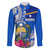 Personalised Nauru Coat of Arms Family Matching Puletasi and Hawaiian Shirt Tropical Flower Polynesian Pattern LT03 Dad's Shirt - Long Sleeve Blue - Polynesian Pride