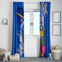 Personalised Nauru Coat of Arms Window Curtain Tropical Flower Polynesian Pattern LT03 - Polynesian Pride