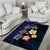 Hawaiian Turtles and Plumeria Area Rug Polynesian Art Tribal Tattoo Dark Aqua Color