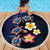 Hawaiian Turtles and Plumeria Beach Blanket Polynesian Art Tribal Tattoo Dark Aqua Color