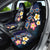 Hawaiian Turtles and Plumeria Car Seat Cover Polynesian Art Tribal Tattoo Dark Aqua Color