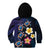 Hawaiian Turtles and Plumeria Kid Hoodie Polynesian Art Tribal Tattoo Dark Aqua Color