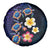 Hawaiian Turtles and Plumeria Spare Tire Cover Polynesian Art Tribal Tattoo Dark Aqua Color