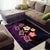 Hawaiian Turtles and Plumeria Area Rug Polynesian Art Tribal Tattoo Deep Violet Color