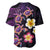 Hawaiian Turtles and Plumeria Baseball Jersey Polynesian Art Tribal Tattoo Deep Violet Color