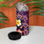 Hawaiian Turtles and Plumeria 4 in 1 Can Cooler Tumbler Polynesian Art Tribal Tattoo Deep Violet Color