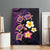 Hawaiian Turtles and Plumeria Canvas Wall Art Polynesian Art Tribal Tattoo Deep Violet Color