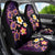 Hawaiian Turtles and Plumeria Car Seat Cover Polynesian Art Tribal Tattoo Deep Violet Color