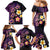 Hawaiian Turtles and Plumeria Family Matching Mermaid Dress and Hawaiian Shirt Polynesian Art Tribal Tattoo Deep Violet Color