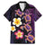 Hawaiian Turtles and Plumeria Family Matching Mermaid Dress and Hawaiian Shirt Polynesian Art Tribal Tattoo Deep Violet Color