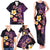 Hawaiian Turtles and Plumeria Family Matching Tank Maxi Dress and Hawaiian Shirt Polynesian Art Tribal Tattoo Deep Violet Color