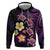 Hawaiian Turtles and Plumeria Hoodie Polynesian Art Tribal Tattoo Deep Violet Color